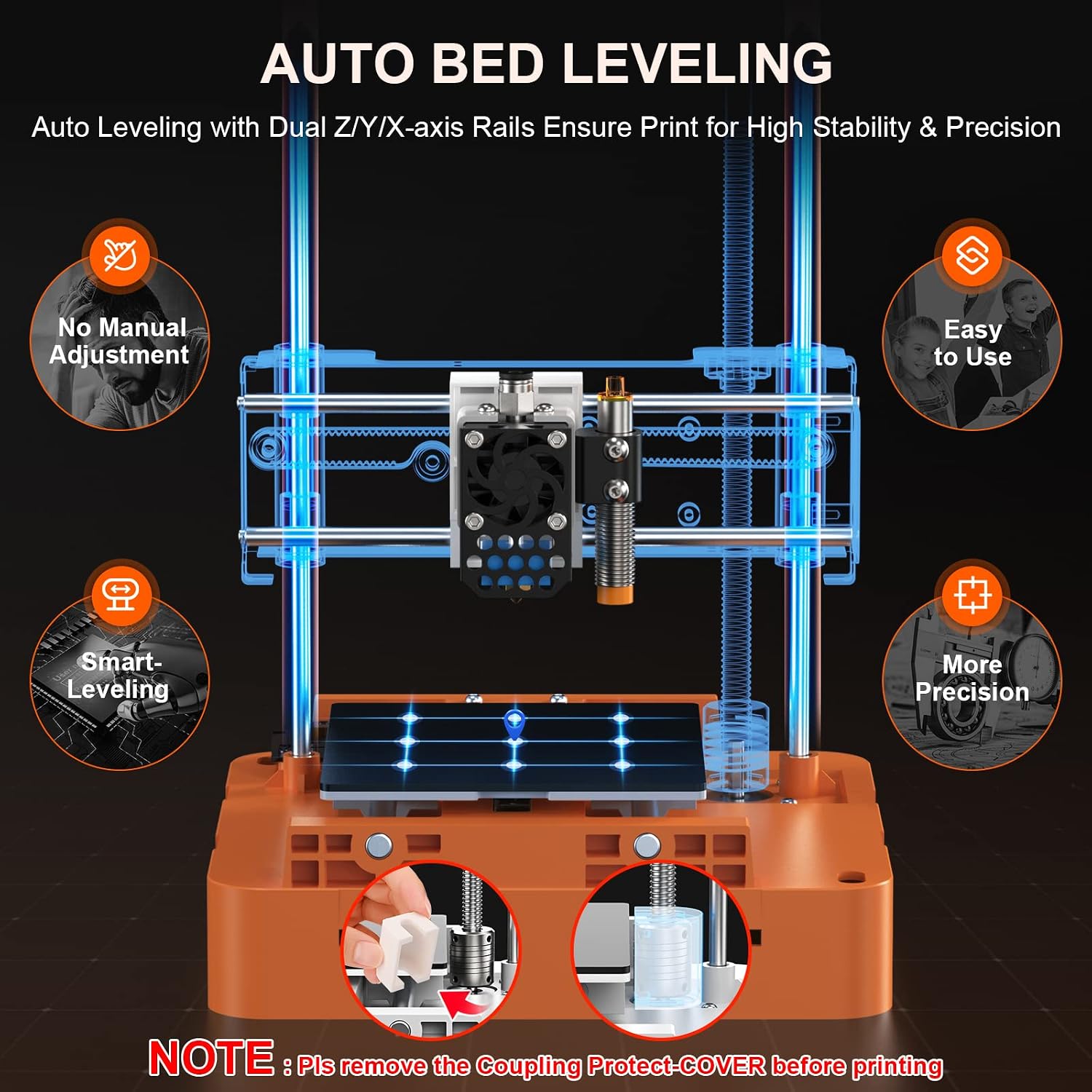 TINA2S 3D Printer, HEPHI3D 3D Printers for Beginners, WiFi Cloud Printing Mini 3D Printer Fully Assembly, Auto Leveling 3D Printers for Kids Silent Print, Open Source DIY 3D Printer for Home, School