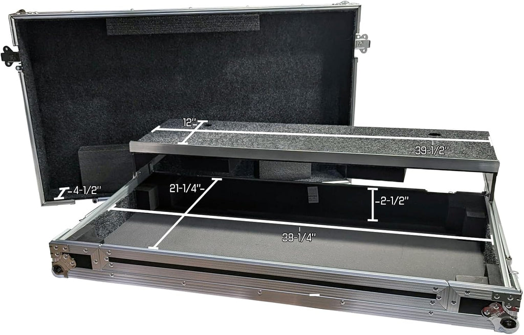 Harmony Audio Cases HCDJOPUSQUADWLT DJ Flight Case Compatible with Pioneer OPUS-QUAD Includes Laptop Shelf, Wheels and Velcro Sticker Strip to Secure Laptop - Black