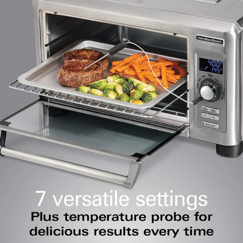 Hamilton Beach Professional Sure-Crisp Digital Toaster Oven Air Fryer Combo, 1500W, Fits 12' Pizza 6 Slice Capacity, Temperature Probe, Stainless Steel (31243)