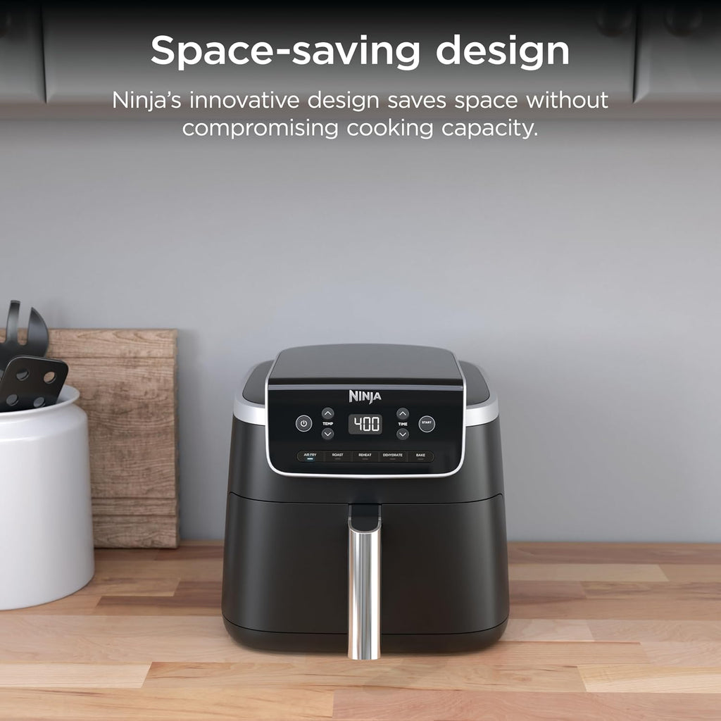 Ninja Air Fryer | 5 QT Capacity fit up to 4lbs of Fries | 5-in-1 Air Fry, Bake, Roast, Reheat, & Dehydrate | 400°F | Air Crisp Technology | 1750 Watts | Nonstick Basket & Crisper Plate | Grey | AF142