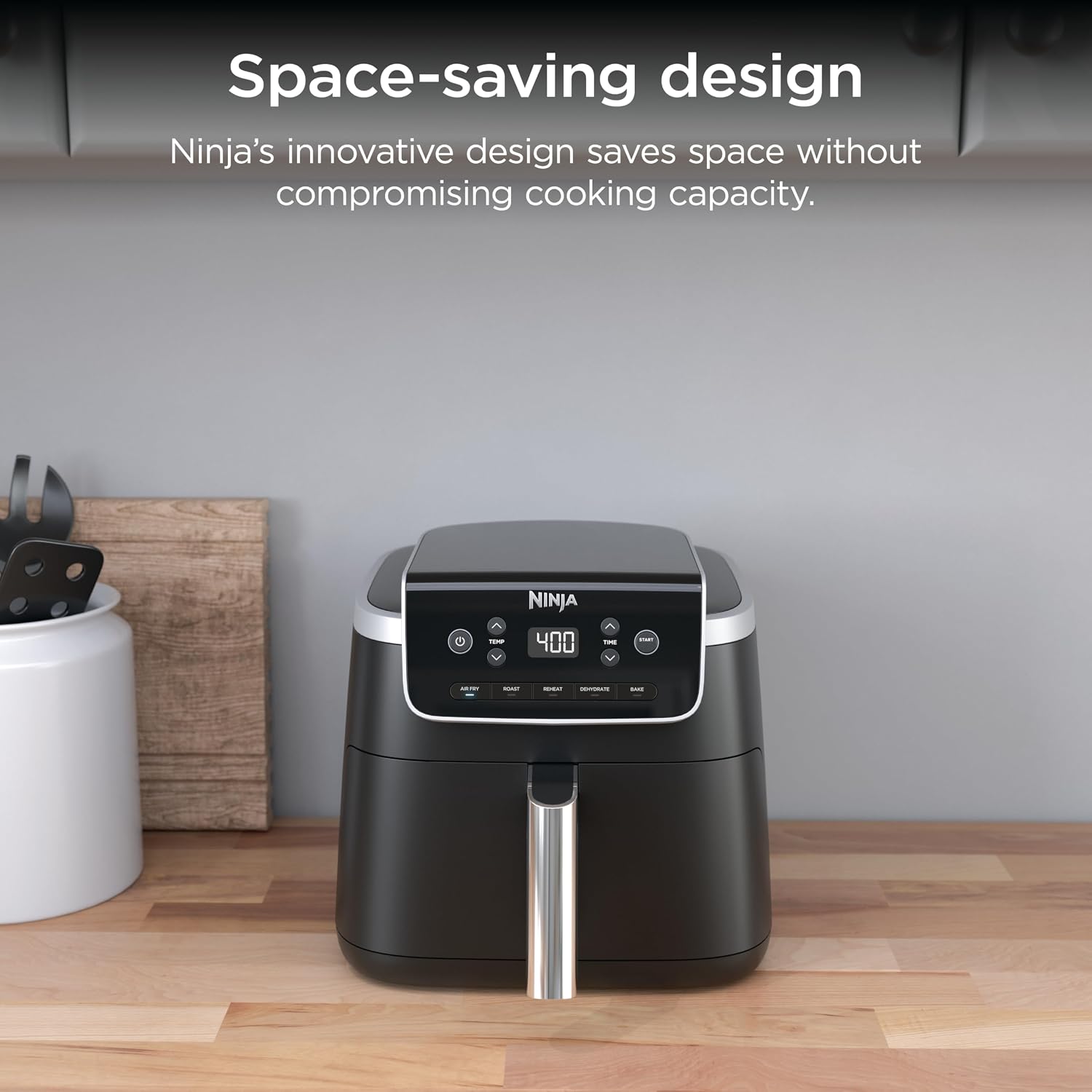 Ninja Air Fryer | 5 QT Capacity fit up to 4lbs of Fries | 5-in-1 Air Fry, Bake, Roast, Reheat, & Dehydrate | 400°F | Air Crisp Technology | 1750 Watts | Nonstick Basket & Crisper Plate | Grey | AF142