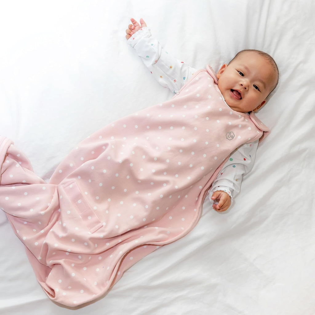 Woolino Merino Wool & Organic Cotton Baby Sleep Sack 2-24 Months – Ultimate 4-Season Baby Sleeping Bag, Universal Size Wearable Blanket, 2-Way Zipper & Adjustable Fit, Year-Round Use - Rose