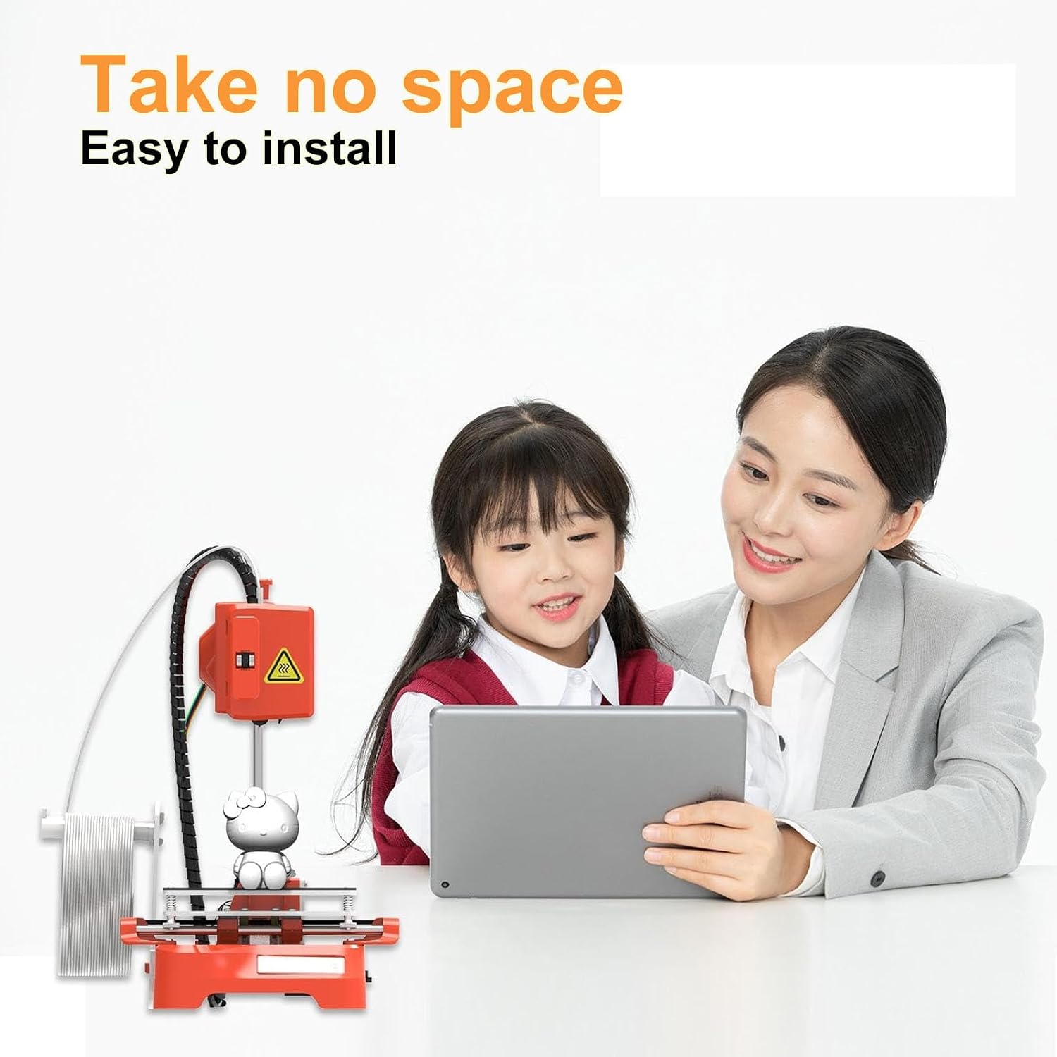 Mini 3D Printer for Beginners, Fully Assembled Desktop 3D Printer for Kids, 100x100x100mm Size, 10-40mm/s Speed, One-Touch Printing, Removable Platform, Ideal for DIY & Education