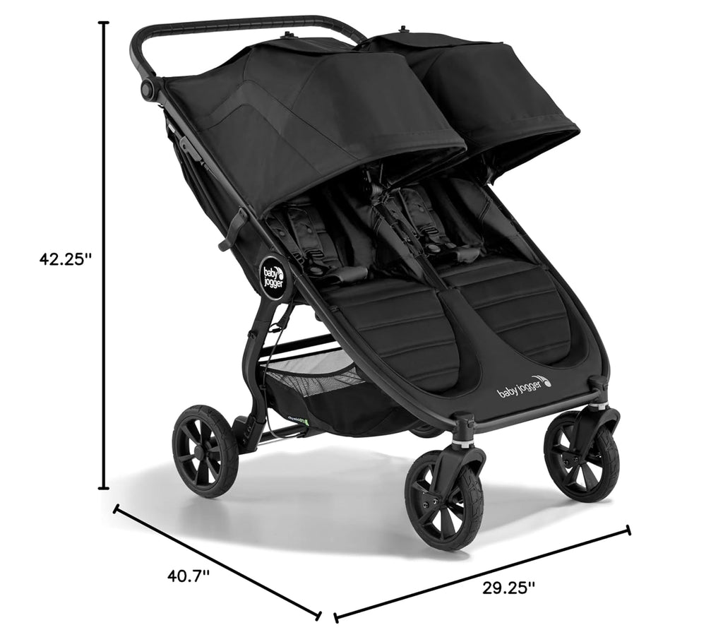 Baby Jogger® City Mini GT2 All-Terrain Side by Side Double Stroller, Twin Stroller for Newborns and Toddlers, Compatible with Britax, Cybex, Graco, and Maxi Cosi Infant Car Seats, Jet Black