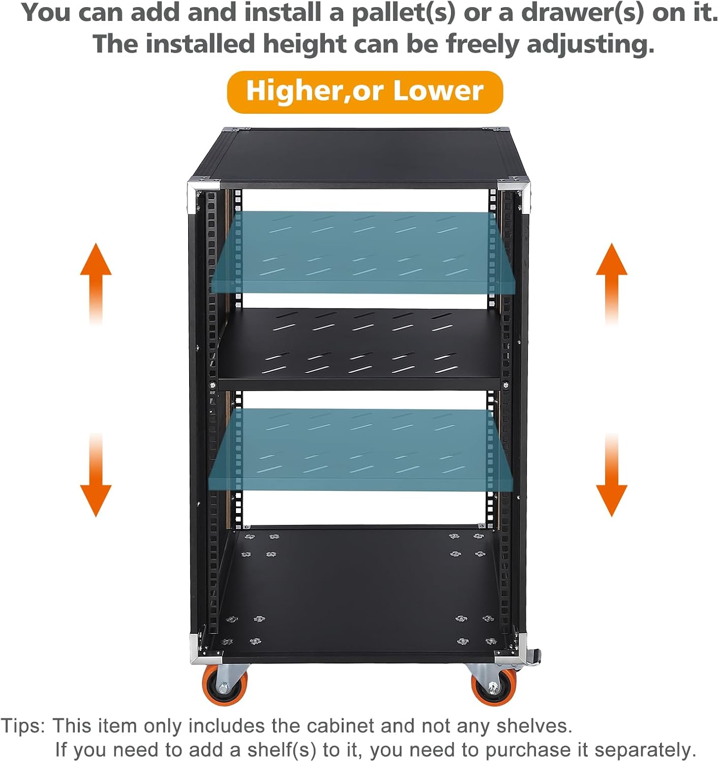 Movable AV Gear Rack 8U 19in Mobile Floor Standing Network Device Storage Cabinet Stand - Audio Stereo Studio DJ Equipment Rack Server IT Data Devices Storage Cabinet Enclosure with Castors
