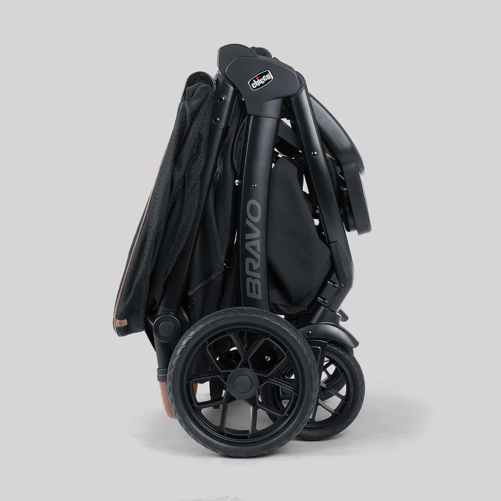 Chicco Bravo Primo ClearTex 3-in-1 Trio Travel System, Bravo Primo Quick-Fold Stroller with KeyFit Max Zip ClearTex Infant Car Seat and Base, Somerset/Black