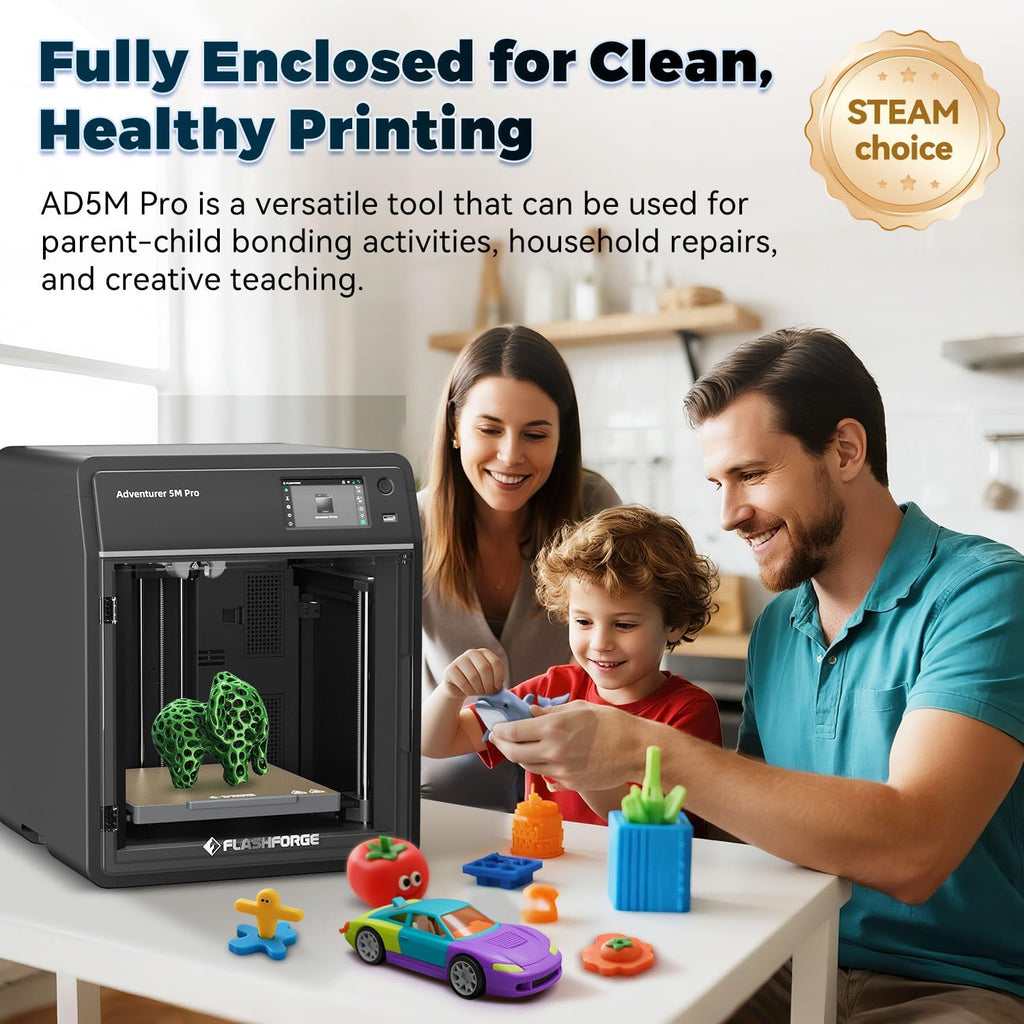 FLASHFORGE 3D Printer AD5M Pro with 250g PLA, 600mm/s High Speed CoreXY High Precision Printing, 280℃ Quick-Swap 0.4 & 0.6mm Hotend, 50dB Silence and Built-in Camera, Build Volume 220 * 220 * 220mm