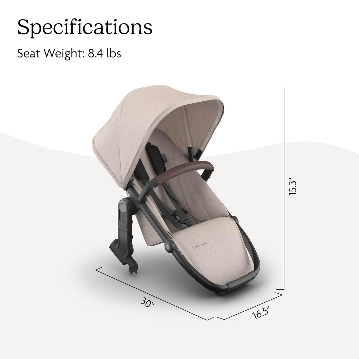 UPPAbaby RumbleSeat V3 Second Lower Seat - Compatible with Vista V2 and Vista V3 - All-Weather Seat + Magnetic Buckle – Adapters Included - Ada (Sandstone Mélange/Carbon Frame/Chestnut Leather)