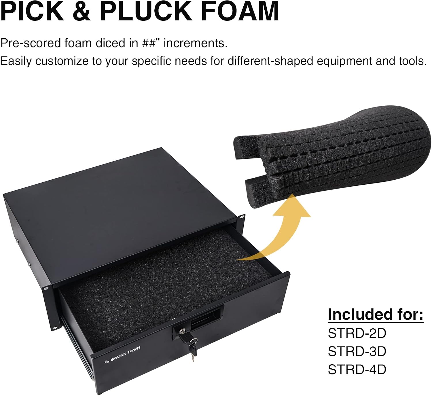 Sound Town High-Quality 1/2' (12mm) Plywood 10U PA DJ Pro Audio Rack/Road ATA Case with 11U Slant Mixer Top, Locking Drawer, 20'' Rackable Depth and Casters (STMR-10D2)