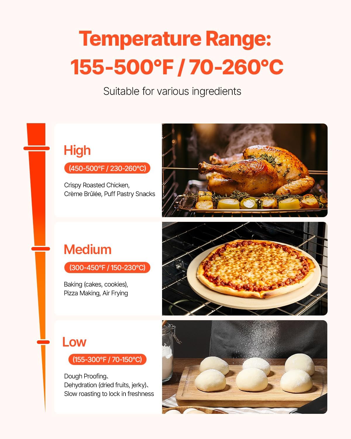 VEVOR Commercial Convection Oven, 47L/43Qt, Half-Size Conventional Oven Countertop, 1600W 4-Tier Toaster w/Front Glass Door, Electric Baking Oven w/Trays Wire Racks Clip Gloves, 120V