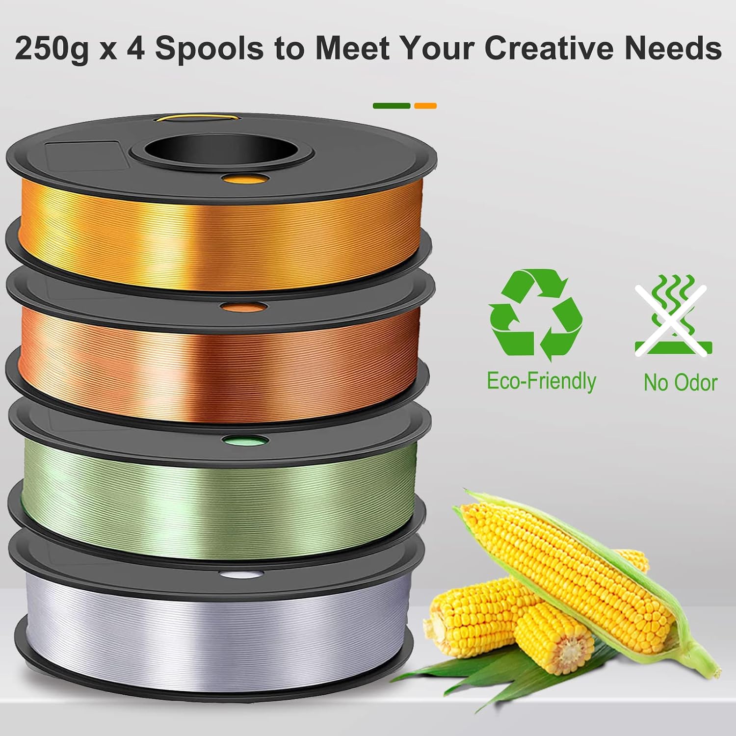 Tina2 Mini 3D Printers with PLA Filament 1KG (4 * 250G) - Silk Copper/Gold/Sliver/Bronze