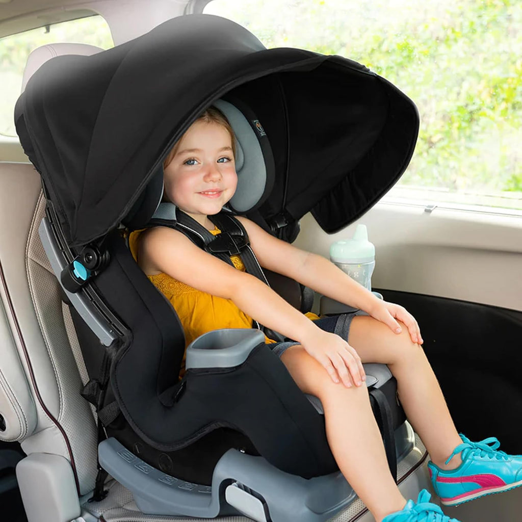 Baby Trend Cover Me 4-in-1 Infant Toddler Convertible Car Seat with Adjustable/Removable Canopy for Sun Protection & 2 Cup Holders, Black