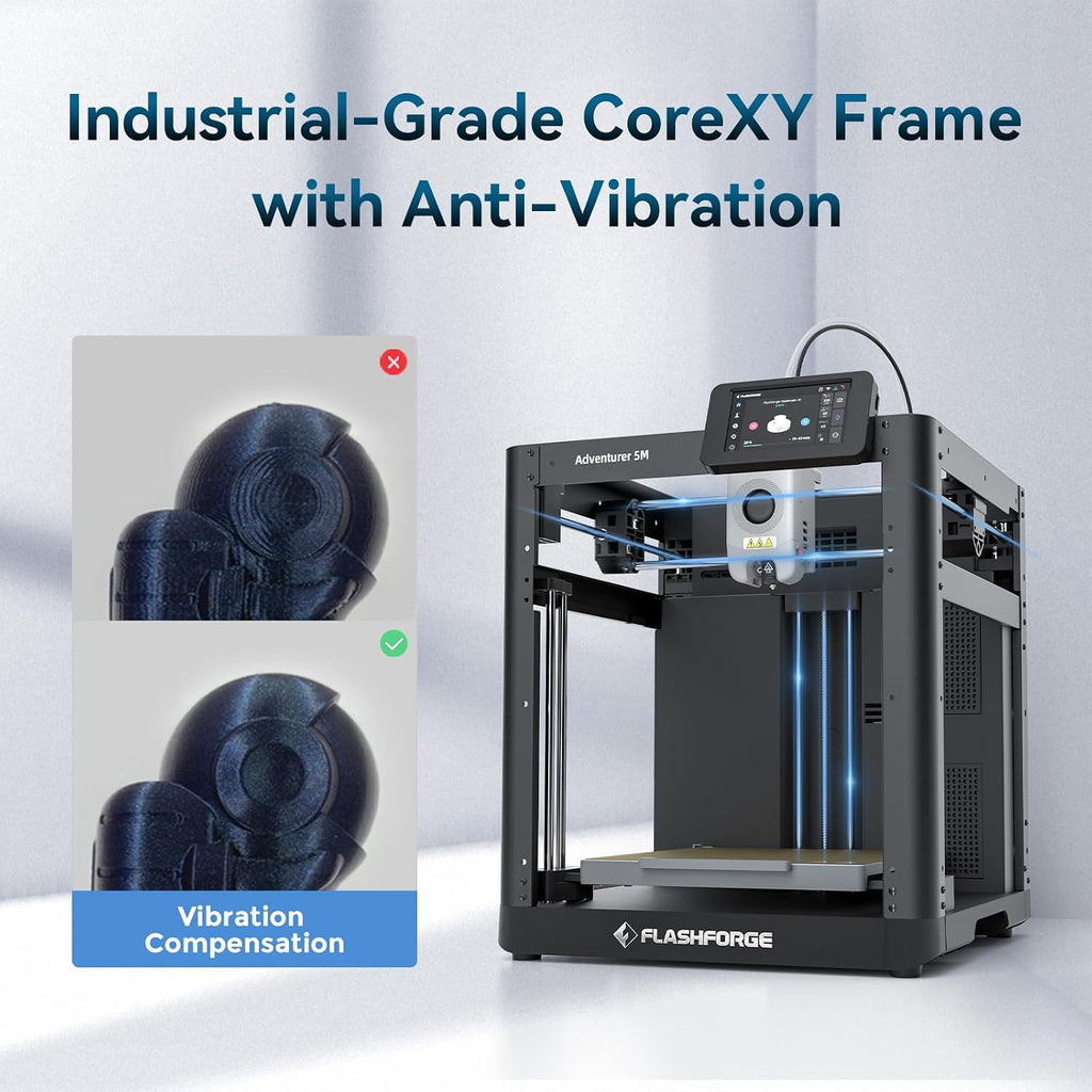 Flashforge Adventurer 5M 3D Printer for Beginners, 600mm/s Fast Printing, Direct Drive (280°C), Auto-Leveling, 8.7'x8.7'x8.7' PEI Build Plate - Ideal for Home, School & Makers