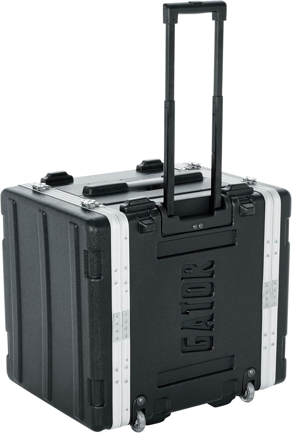 Gator Cases Lightweight Rolling 8U Rack Case with Built-in Power Supply, Heavy Duty Latches, Retractable Tow Handle, and Recessed Wheels, 19.25' depth, (GRR-8PL-US)