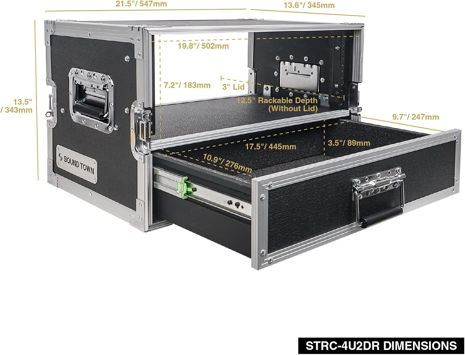 Sound Town 4U Rack Case with 2U Rack Drawer for 19' Amps/Mixers/Microphone Receivers (STRC-4U2DR)