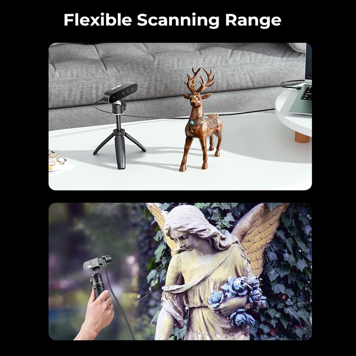 Creality CR-Ferret SE 3D Scanner Desktop Fast 0.1 Mm High Accuracy Flexible Scanning Range Anti-Shake 24-Bit Full-Color Scanning for Black Metal Non-Reflective Objects Mac Windows