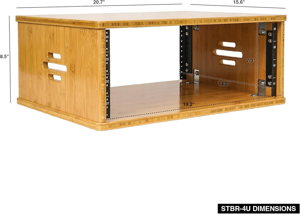 Sound Town DIY 4U Solid Bamboo Studio Rack w/ 14.2' Depth, Ventilation for Recording Room, PA/DJ Pro Audio, Home Audio (STBR-4U)