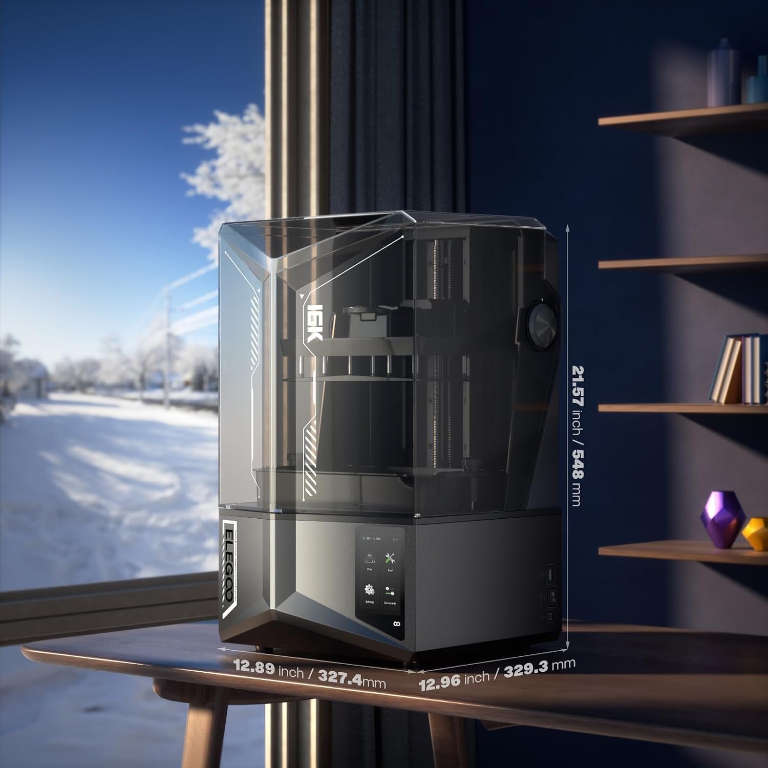 ELEGOO Saturn 4 Ultra 16K Resin 3D Printer with 10' 16K Mono LCD and Flip-up Lid, Smart Tank Heating at 30 °C, 150mm/h High Speed Printing, Large Printing Size of 8.33 × 4.66 × 8.66 Inches