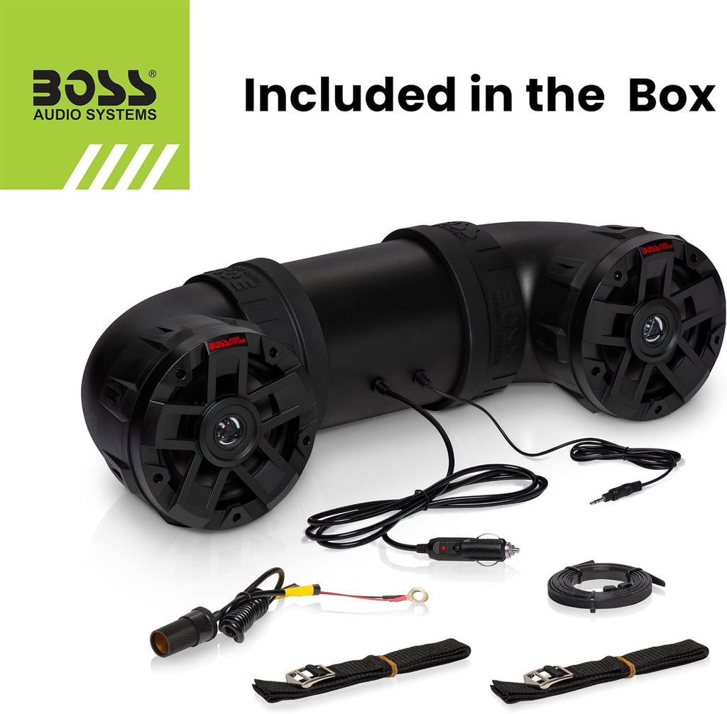 BOSS Audio Systems ATV6.5B ATV UTV Weatherproof Sound System - 6.5 Inch Speakers, 1.5 Inch Tweeters, Built-in Amplifier, Bluetooth, Easy Installation for 12V Vehicles