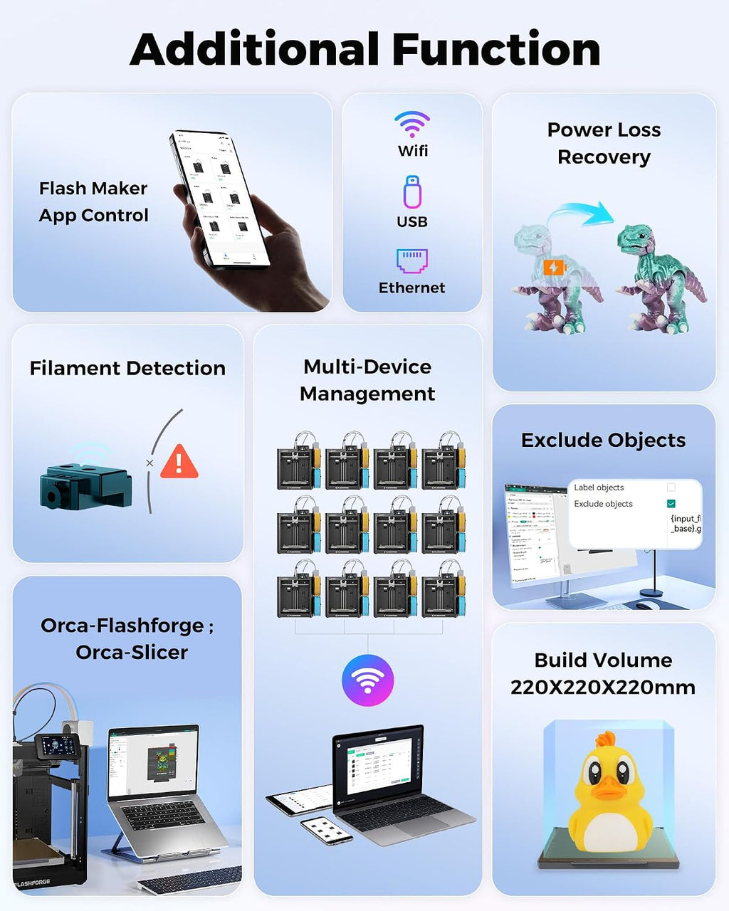 FLASHFORGE AD5X 3D Printer,Smart Multi-Color 3D Printer with IFS,Max 600mm/s High Speed 4 Colors Printing,Fully Auto Leveling,300°C Direct Extruder,for PLA-CF,PETG-CF,Print Size 220x220x220mm