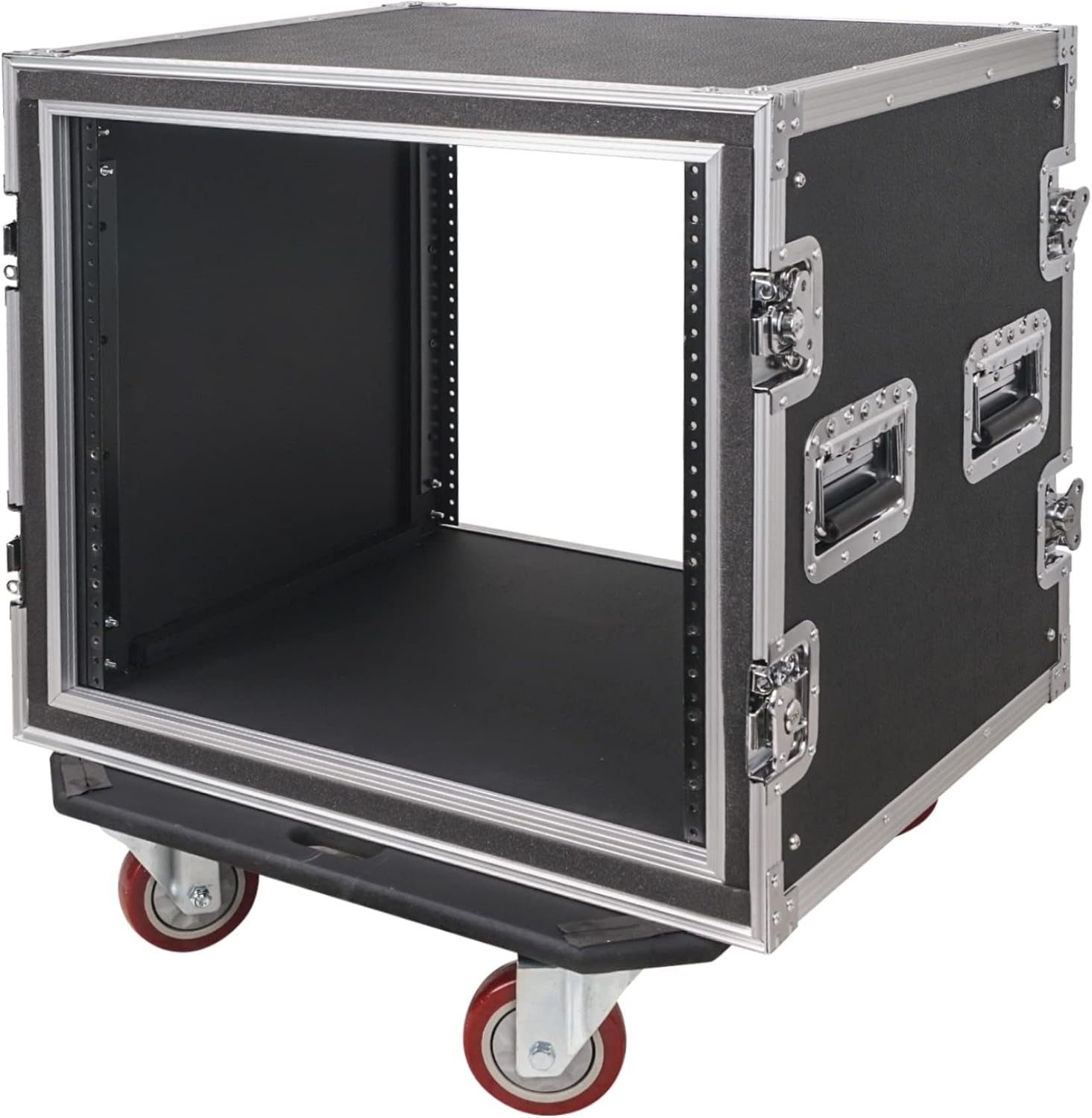 Sound Town Shock Mount 10U ATA Rack Case with 21' Rackable Depth and Casters, Pro Tour Grade (STRC-SP10UW)