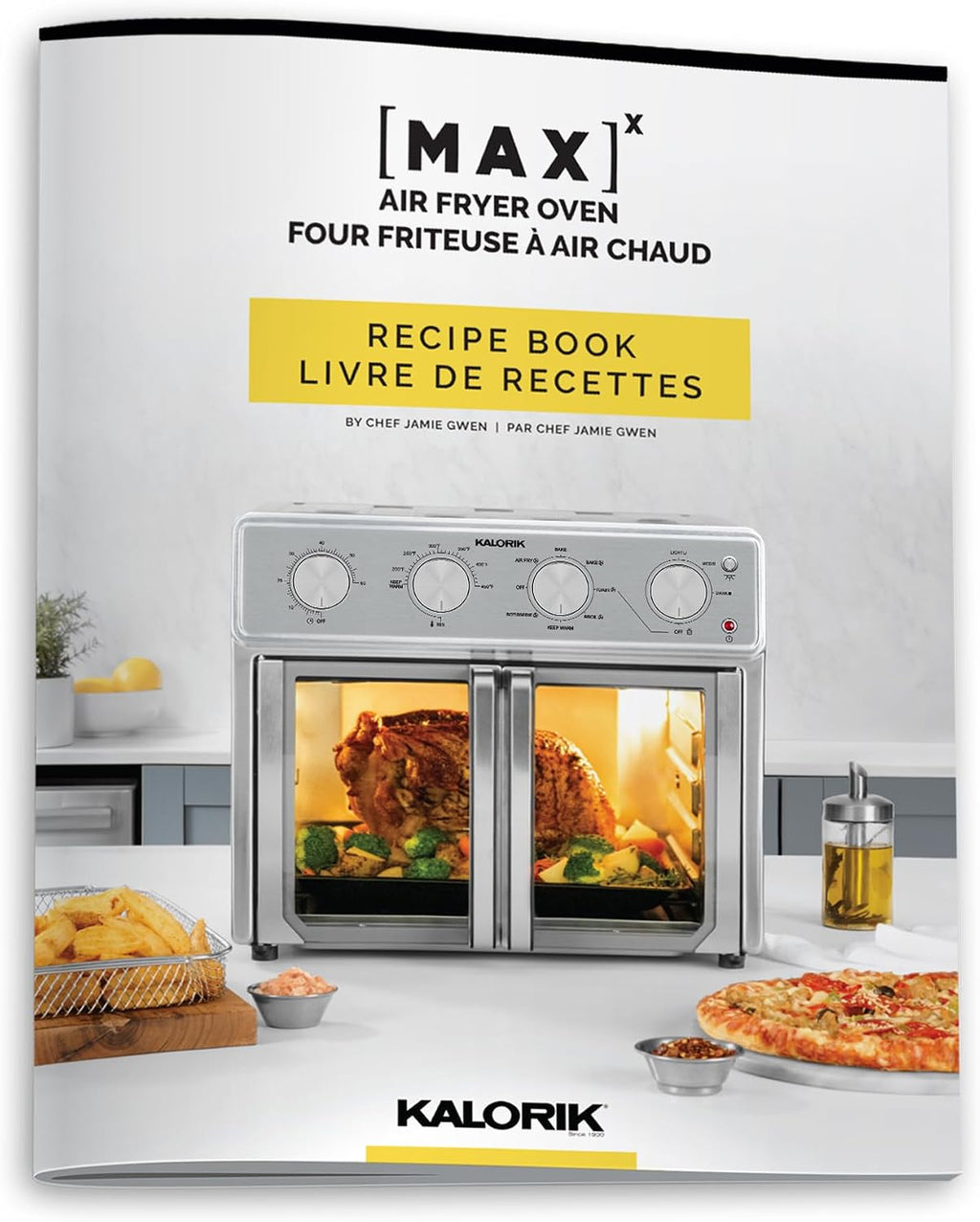 Kalorik MAXX Air Fryer Oven, 26 Quart 9-in-1 Countertop Toaster Oven and Air Fryer Combo - Fry, Bake, Roast, Rotisserie, & More, Large Glass French Doors & 7 Accessories, 1700-Watts, Stainless Steel