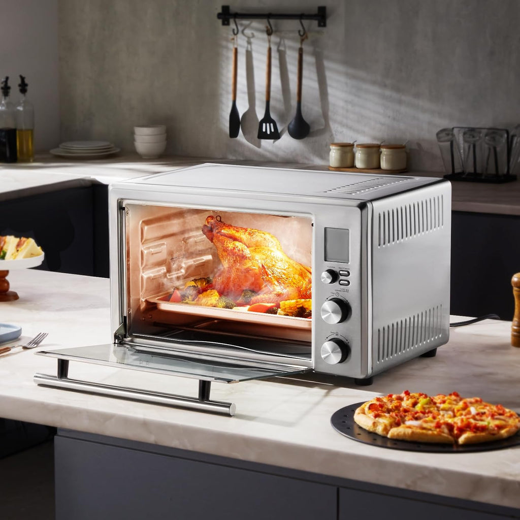 VEVOR Air Fryer Toaster Oven, 28L/29.6Qt Large Capacity 13 in 1 Functional Convection Oven, 1800W 2-Tier Toaster Ovens Countertop Combo with Wire Racks, Pizza Pan, Gloves, Home and Commercial Use