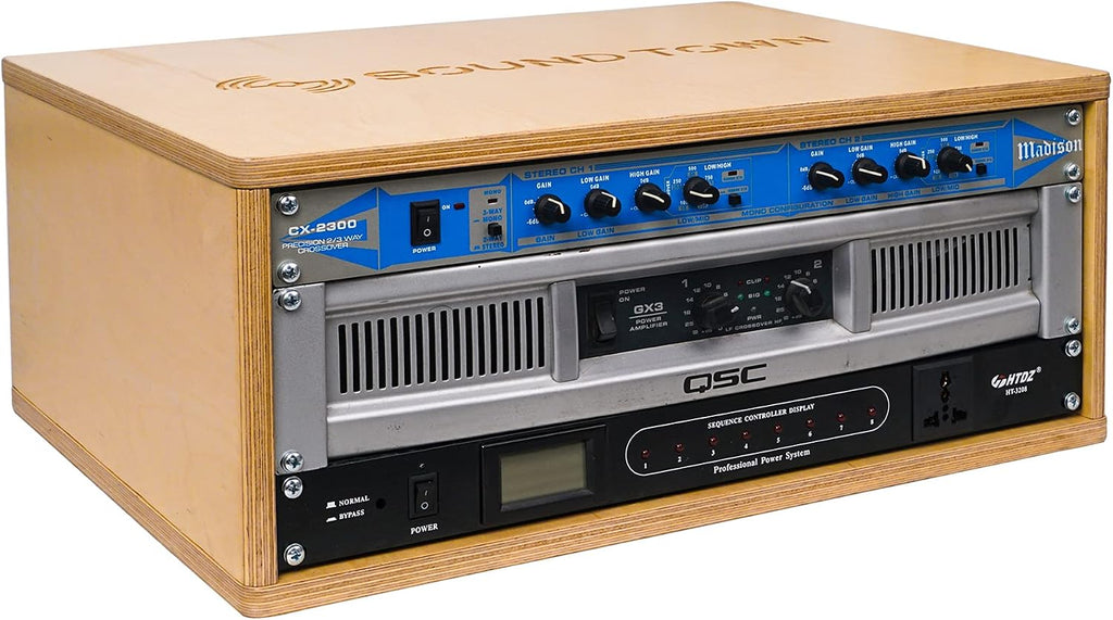 Sound Town DIY 4U Studio Rack with Baltic Birch Plywood, Golden Oak, Assembly Required (SDRK-Y4)