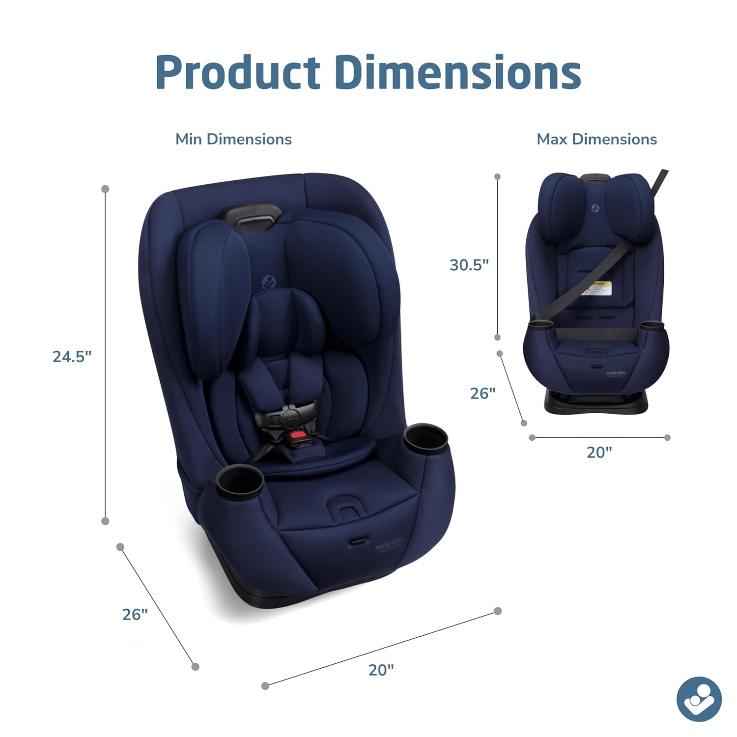 Maxi-Cosi Pria 3-in-1 Convertible Car Seat, Infant to Toddler Car Seat, Easy-Install Harness, Machine-Washable Cover, 5-100 lbs, Seafaring