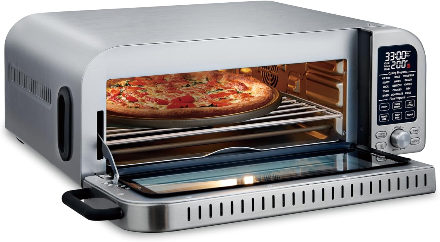 Salton Pizzadesso – Ultra High Heat Professional Pizza Oven & Air Fryer Combo | 800°F/430°C | Air Fry Technology | 15 Cooking Functions | Toaster Oven for Steak, Veggies, Wings, Cake, Pizza, and More
