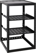 RackPath 20U Open Frame Network Rack with 2X 14in Vented 1U Shelves Rear Support, Wall Mount/Floor Standing Network Cabinet, Heavy Duty 150 lbs Capacity for IT & AV Gear, Audio and Video Device