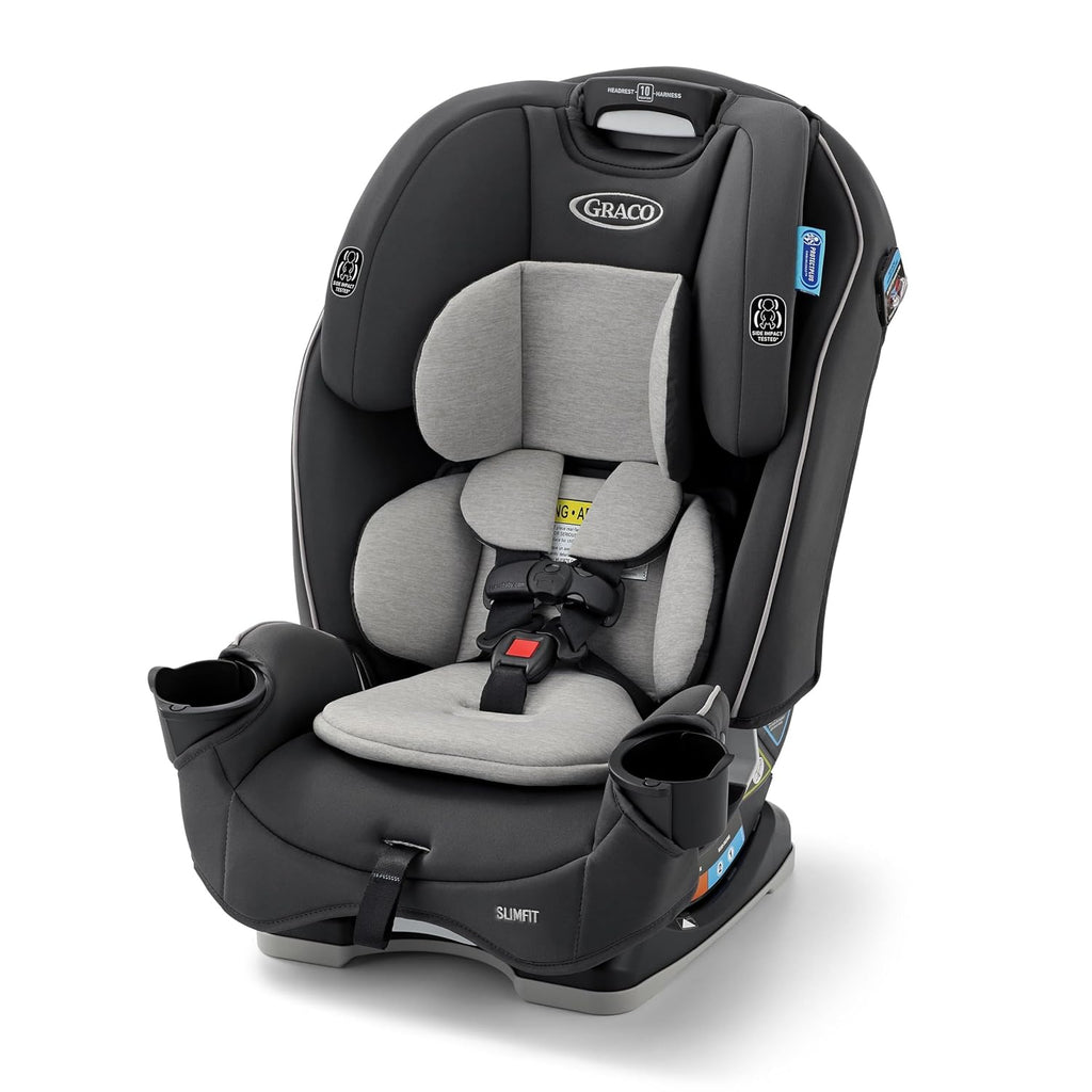 Graco Slimfit 3-in-1 Convertible Car Seat, Slim Car Seat with Space-Saving Design, Highback Booster Seat with 10-Position Headrest, Rear Facing and Forward Facing Carseat, Darcie