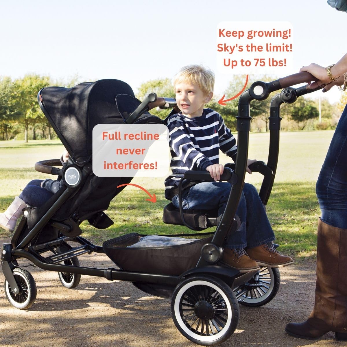 Austlen Entourage 2.0 Sit and Stand Stroller in Black (Also Available in Navy)