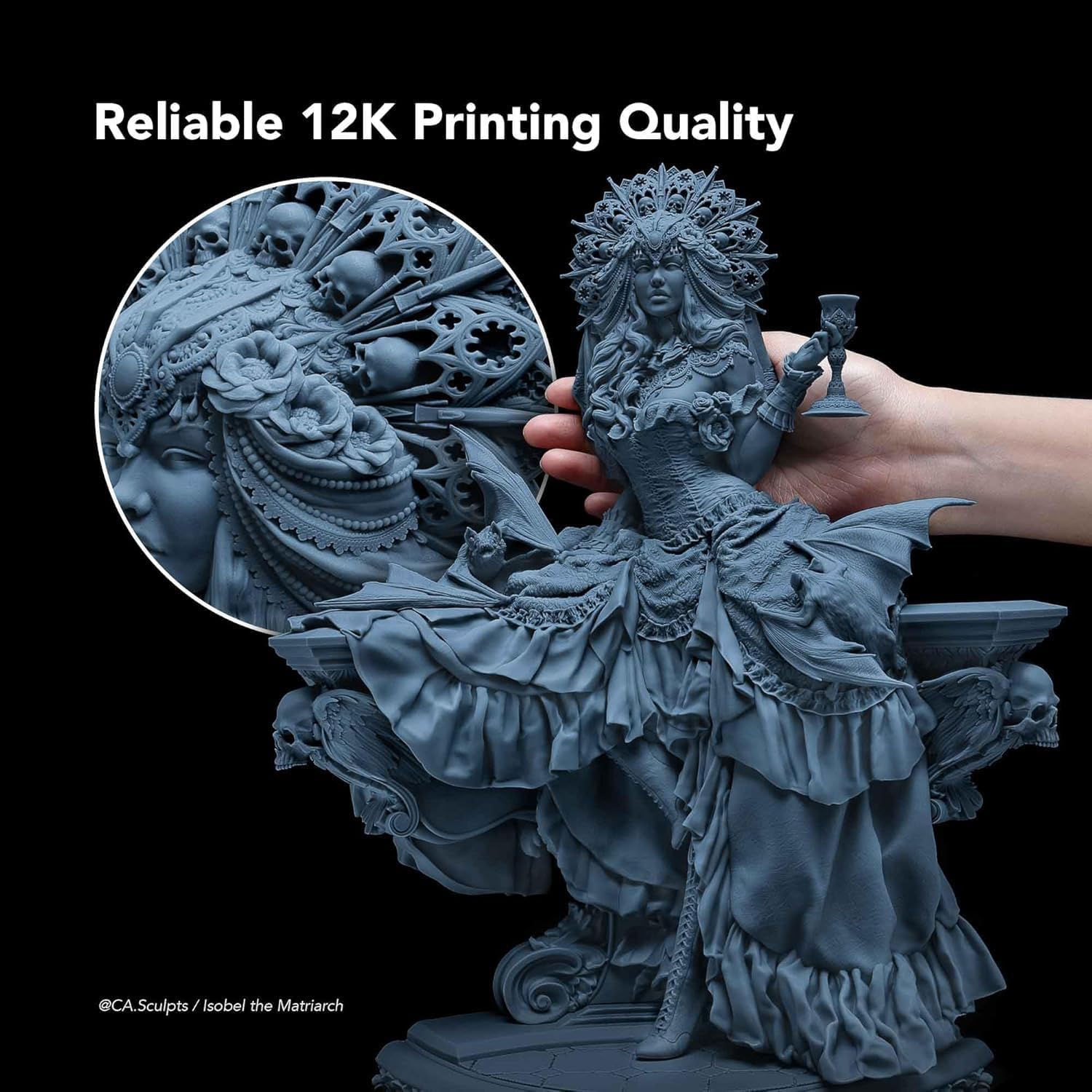 phrozen Sonic Mighty 12K LCD Resin 3D Printer, 10' Monochrome LCD, Tabletop 3D Resin Printer with 19*24µm XY Resolution, 8.6*4.8*9.3 Inch Printing Volume for Models, Miniatures and Action Figures