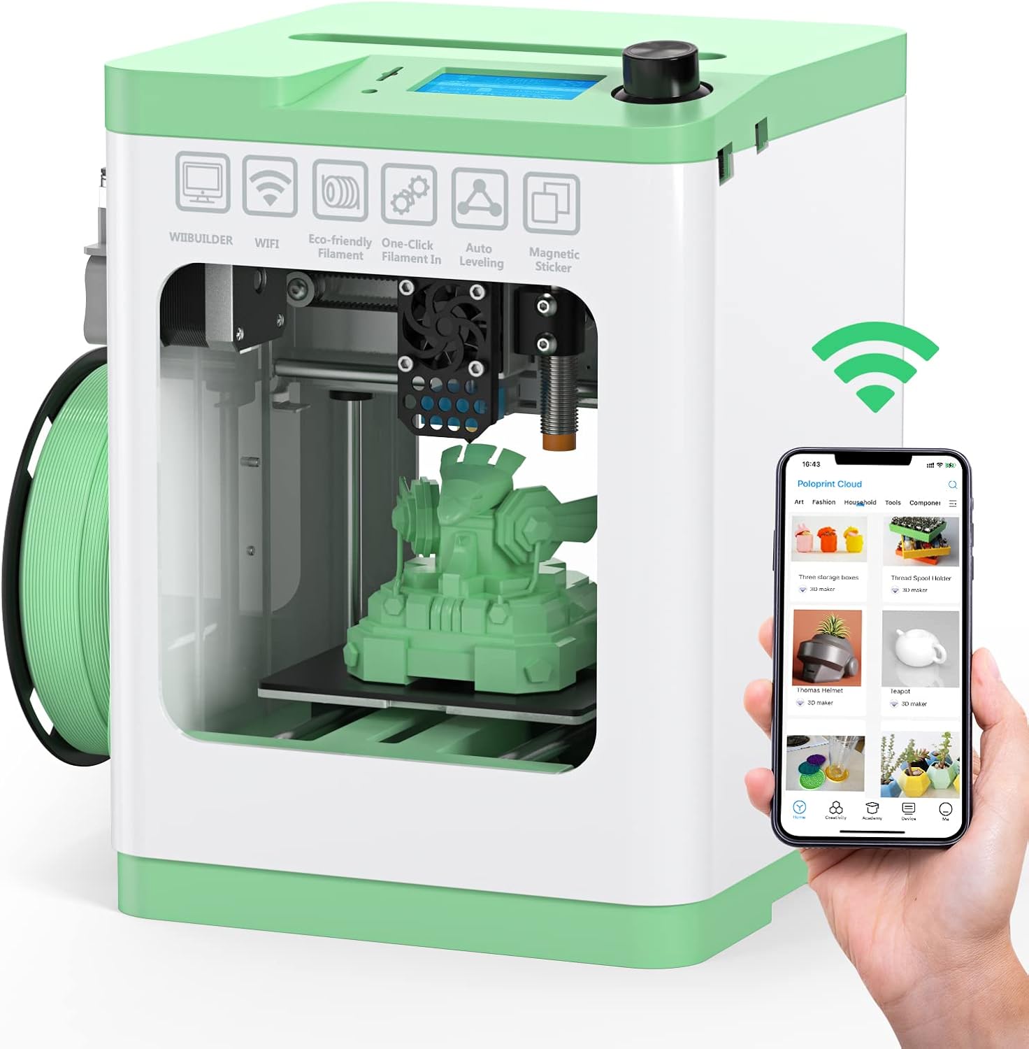 Entina TINA2S 3D Printers with WiFi Cloud Printing, Huge Library, Fully Assembled, Mini 3D Printer for Beginners and Kids with Auto Leveling, High Precision FDM 3D Printer for Home, School and Office