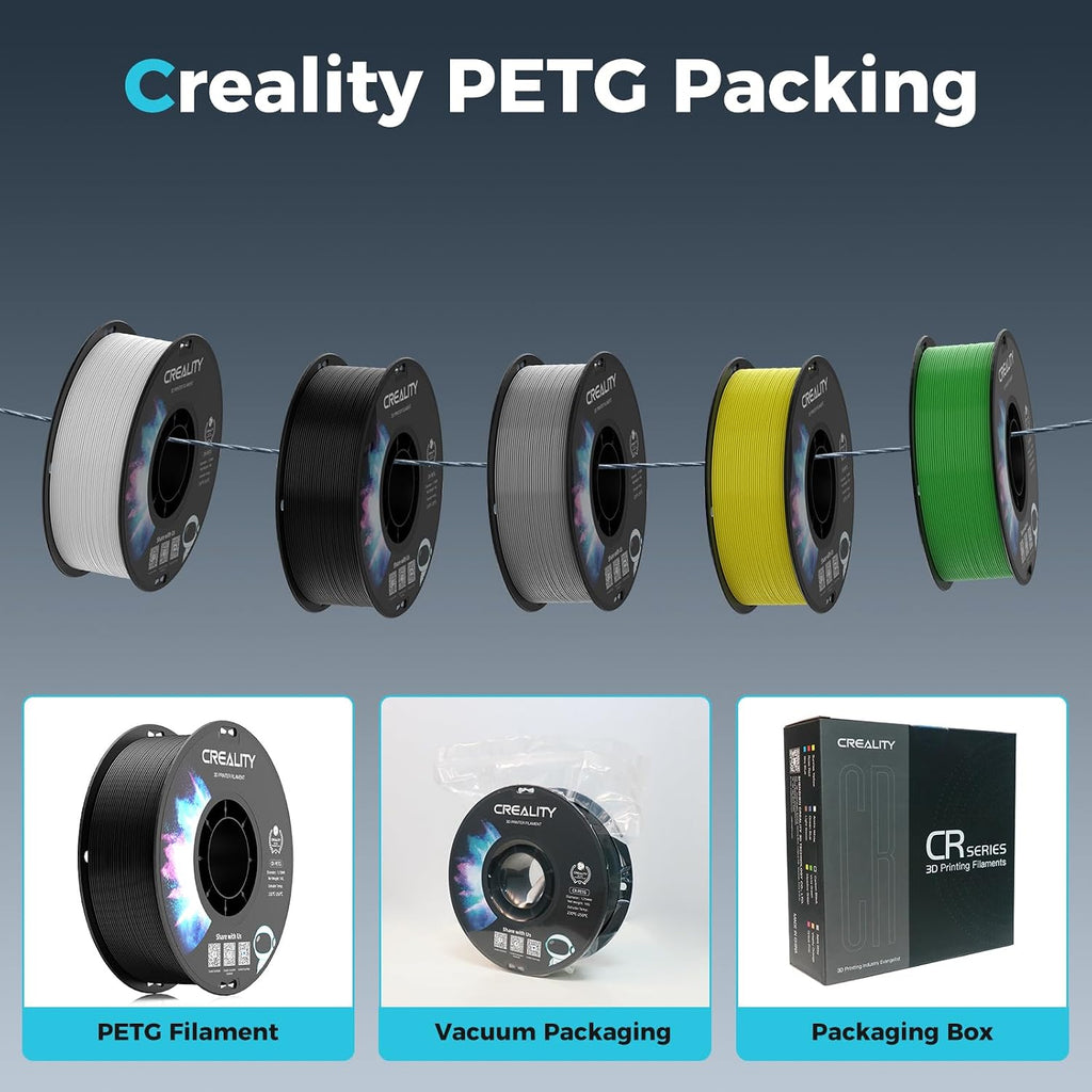 Creality PETG Filament 1.75 3D Printer Filament:Excellent Toughness High Precision Dimensional Accuracy +/- 0.02 mm, 12kg Spool(26 lbs) Fits for Most FDM 3D Printers,Black