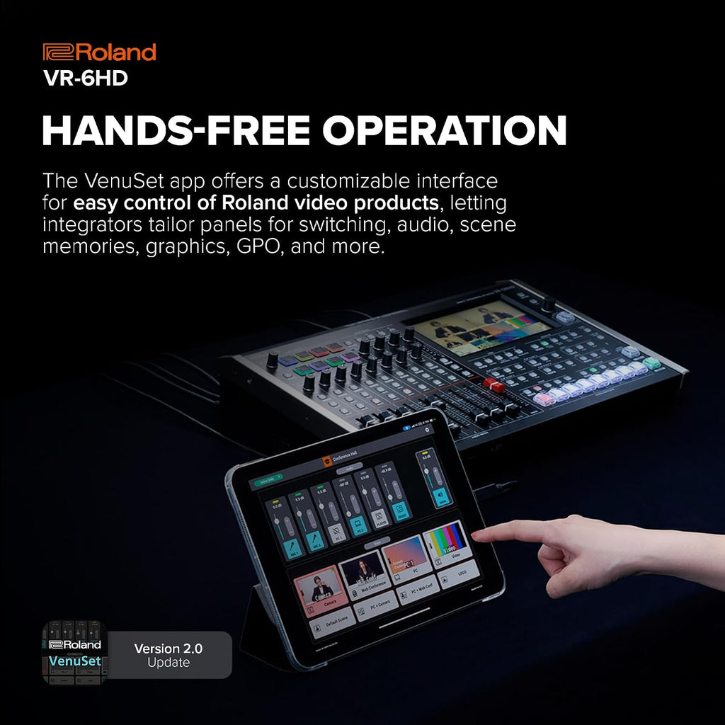 Roland VR-6HD | Ultra-compact Audio/Video Mixer with Direct Streaming Encoders | Ideal for Livestreaming | Extensive A/V Connectivity | 4.3' Touch Screen Multi-Viewer Display | Advanced Editing Tools