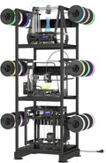 3DPrinter Stand with Filament Storage,3D Printer Rack with Power Outlet,Heavy-Duty 3D Print Storage Shelf for ABS/PLA/TPU Filament Spools,Perfect for 3D Printing Workshops,Carbon Fiber Black