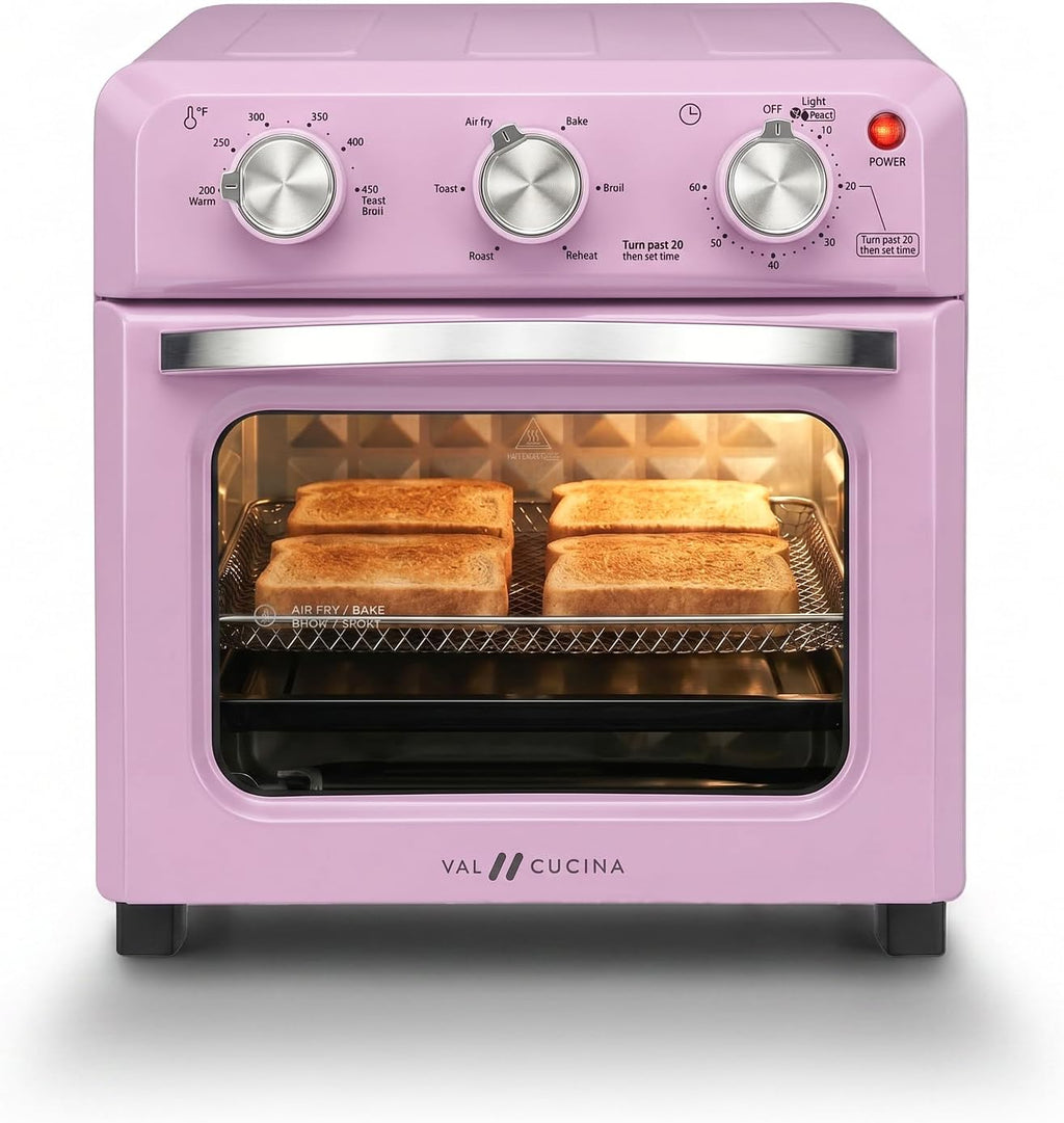 VAL CUCINA 6-in-1 Air Fryer Toaster Oven Combo, Compact 12.7 QT Small Countertop Convection Oven, Fits 9' Pizza & 4 Toast, Hexagon Hybrid Heating, Enamel Baking Pan