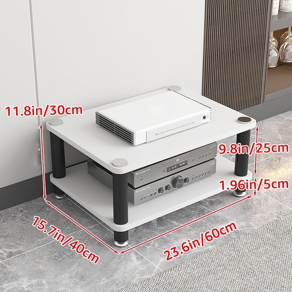 1/2/3/4 Tier Audio Rack Tower AV Media Stand Media Audio Tower Cabinet Entertainment Stereo Racks Audio/Video Component Cabinet AV Equipment Cabinet Display Stand,White,2 Tier