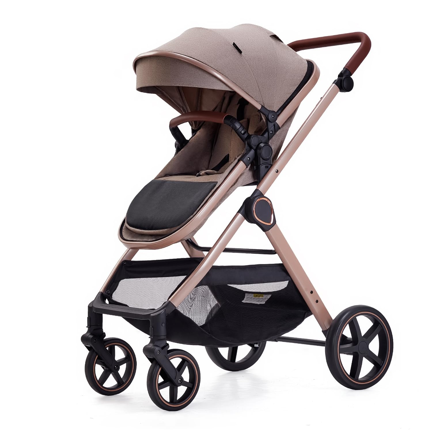Lortsybab 2 in 1 Baby Stroller, Newborn Infant Toddler Convertible Pram Stroller for 0-36 Months Old Babies (Beige)