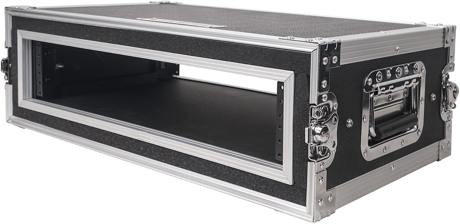 Sound Town Shock Mount 2U ATA Plywood Rack Case with 15' Rackable Depth, 2-Space Size, Pro Tour Grade (STRC-SP2US)
