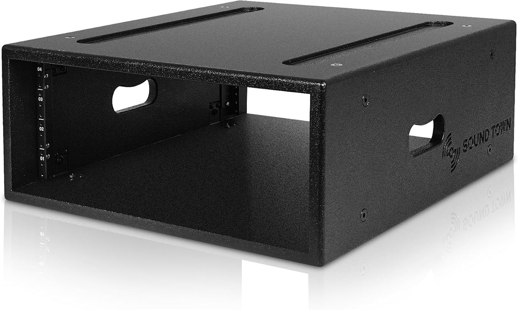 Sound Town 4U PA/DJ Rack/Road Case with 4-Space, Industry-Grade 0.7' (18mm) Plywood with Polyurea Coating, 19.7' Rackable Depth - Pro Tour Grade (STRCP-4U)