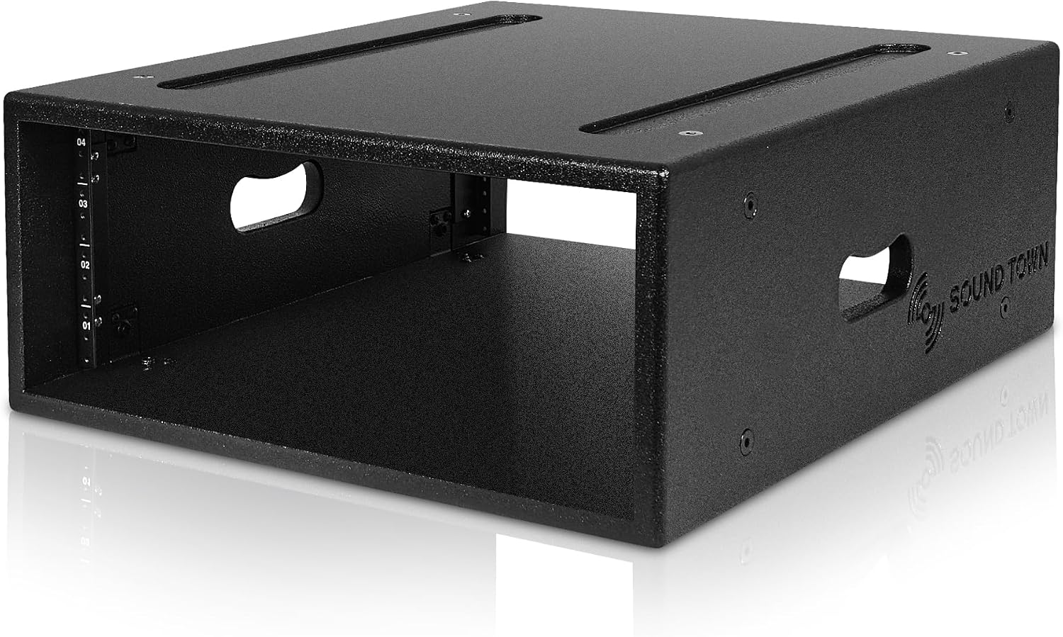 Sound Town 4U PA/DJ Rack/Road Case with 4-Space, Industry-Grade 0.7' (18mm) Plywood with Polyurea Coating, 19.7' Rackable Depth - Pro Tour Grade (STRCP-4U)