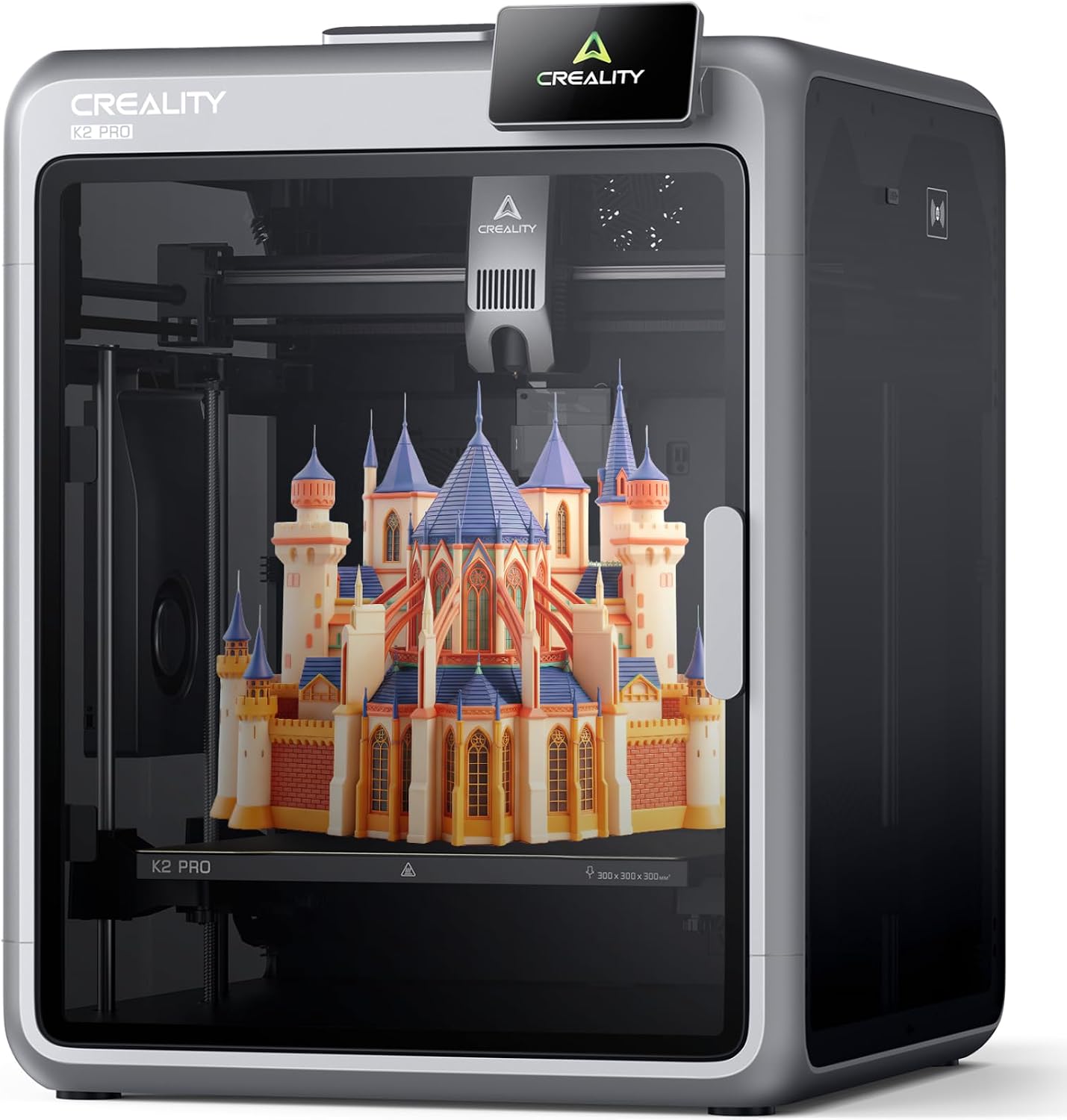 Creality K2 Pro (A) 3D Printer, Support Multi Color 3D Printing Needs CFS, 600mm/s High-Speed Printing, Smart Auto Leveling, Active Chamber Heating, Dual AI Cameras, Large Build Volume 300×300×300 mm