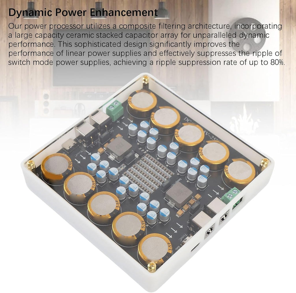 Power Processor 5V-25V DC Power Conditioner 10A Electric Power Filter with Power Purification Technology for DAC Amplifier Sound Card NAS Car Devices