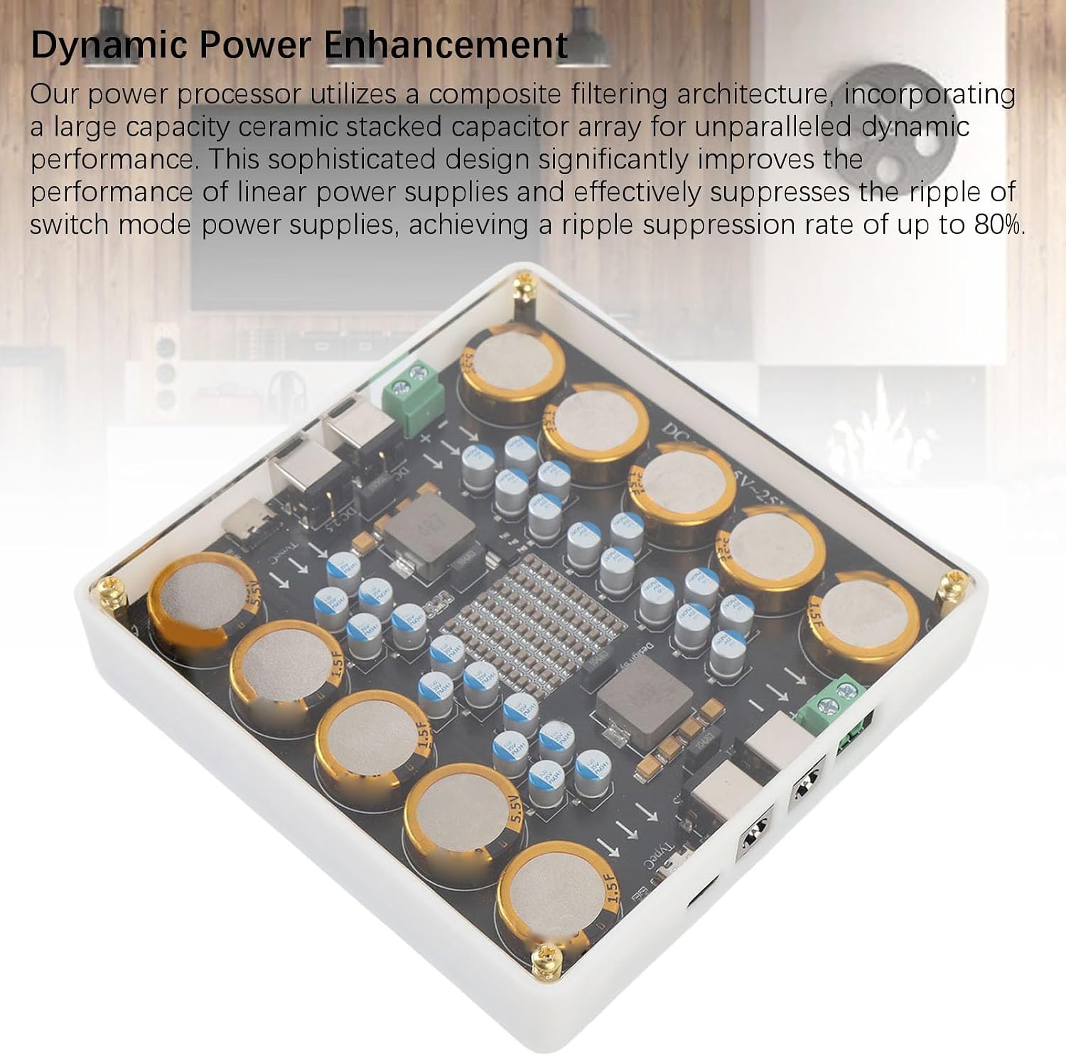 Power Processor 5V-25V DC Power Conditioner 10A Electric Power Filter with Power Purification Technology for DAC Amplifier Sound Card NAS Car Devices
