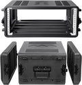 Diandian 4U Rack Case Shallow 16' Depth, 19' Rackmount Flight Case, Watertight Dust-Proof, Shock Mount for Amplifier, Pro Audio, DJ Mixer, Effects with Microphone Compartments