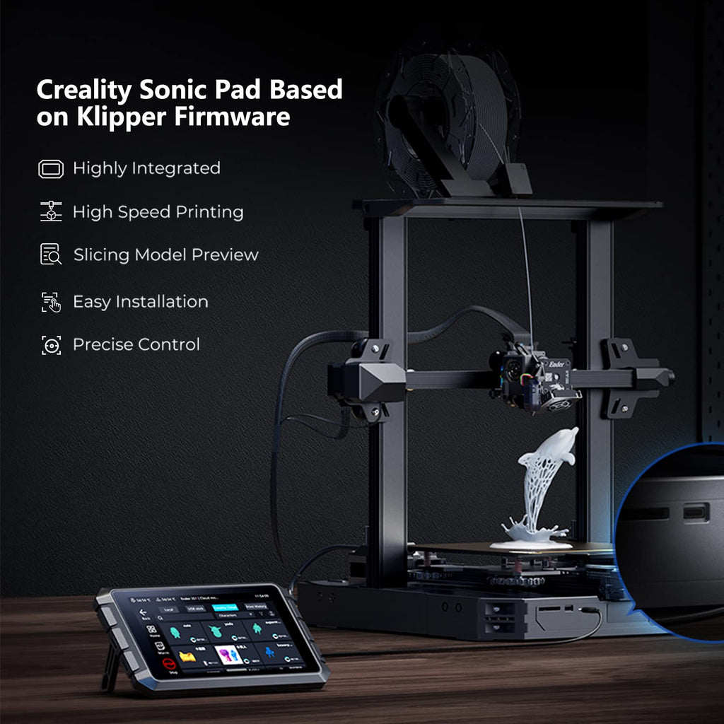 Creality Sonic Pad Klipper, 7 Inch Touch Screen 3D Printer Accessories Smart Pad Based on Klipper Firmware with Higher Printing Speed for Ender 3 V3 SE/Ender 3 Max Neo/Ender 3 V2/Ender 3 S1 3D Printer