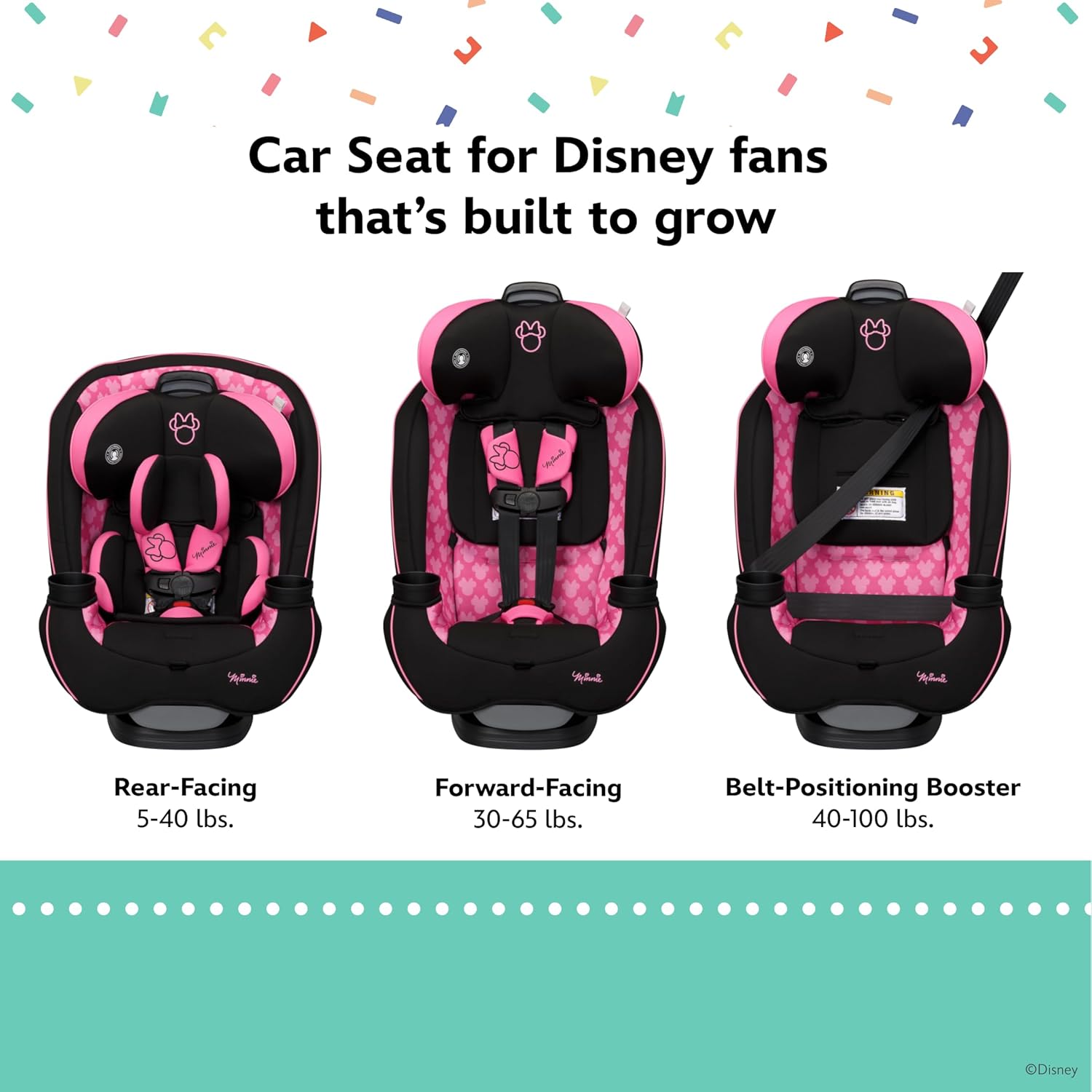 Disney Baby Grow and Go All-in-One Convertible Car Seat, Midnight Minnie